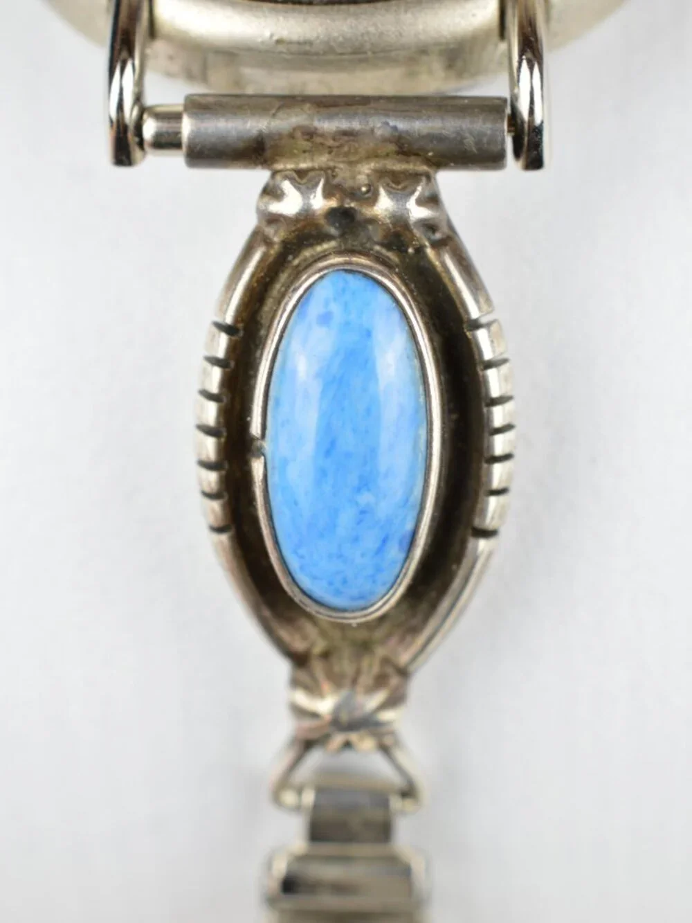 Vintage Womens Quartz Watch Silver Tone Southwestern Style Faux Turquoise Works!